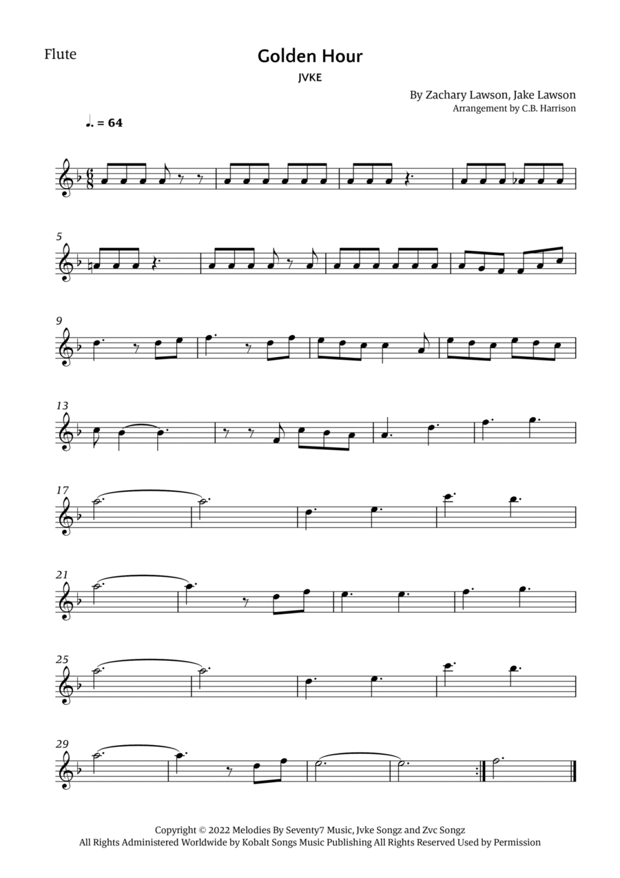 Golden Hour Flute Solo scores gallery preview page 1