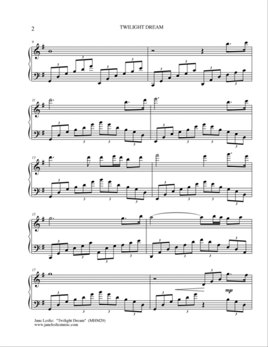 TWILIGHT DREAM - piano solo by Jane Leslie Piano Solo scores gallery preview page 2