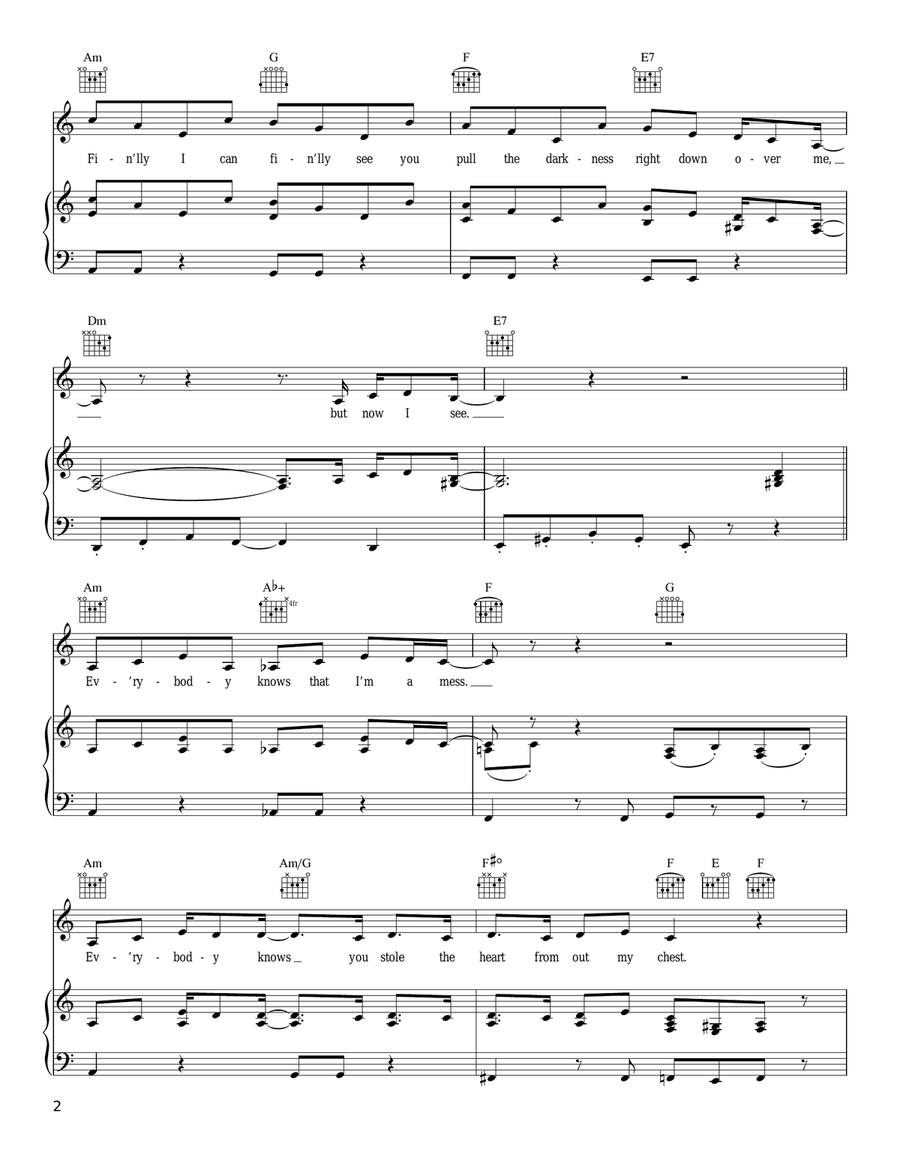 Black And Blue Piano, Vocal, Guitar scores gallery preview page 2