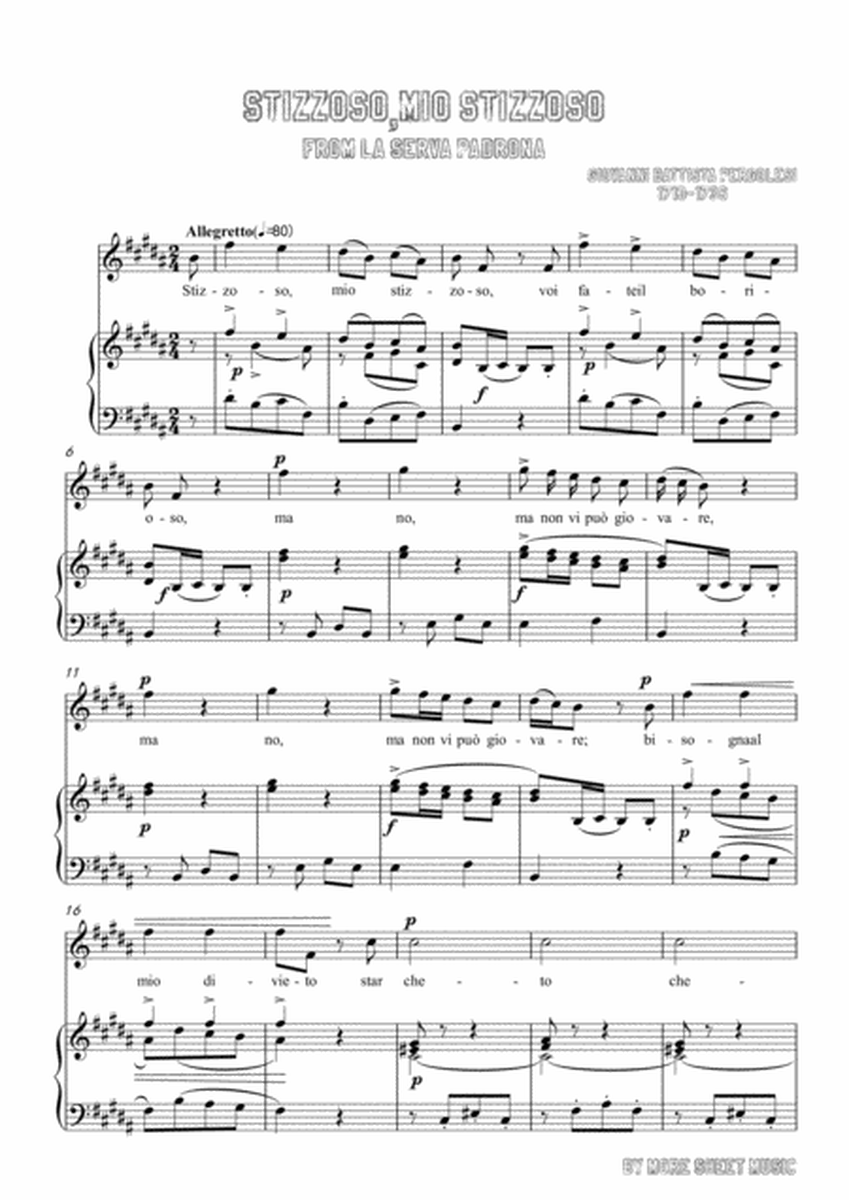 Pergolesi-Stizzoso,mio stizzoso in B Major,for Voice and Piano image number null