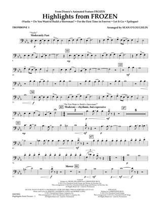 Book cover for Highlights from Frozen (arr. Sean O'Loughlin) - Trombone 1