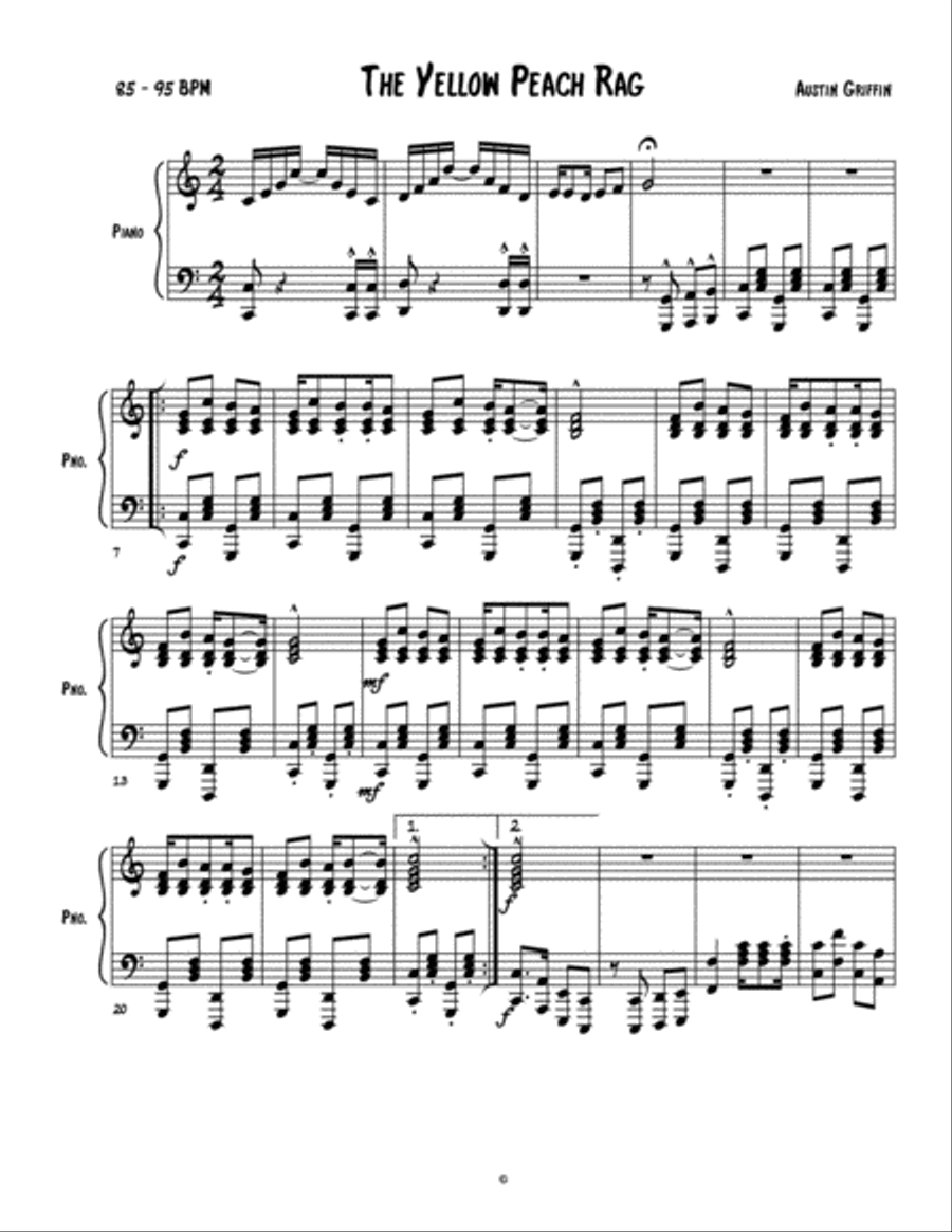 The Yellow Peach Rag The Yellow Peach Rag Piano Solo scores gallery preview page 1
