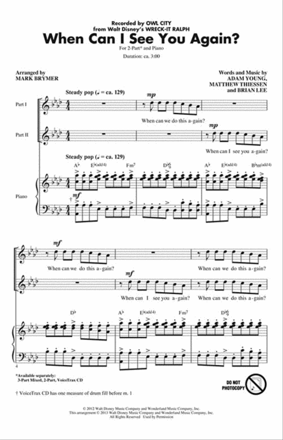 When Can I See You Again? 2-Part scores gallery preview page 2