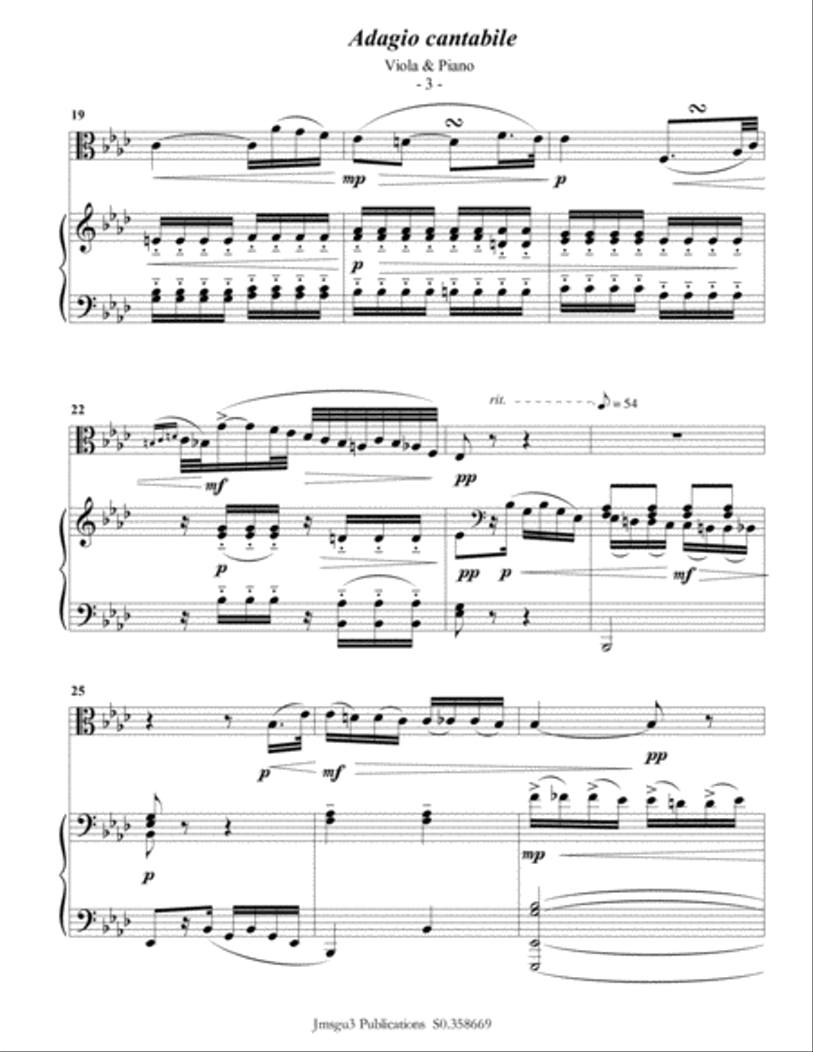 Beethoven: Adagio from Sonata Pathetique for Viola & Piano Viola scores gallery preview page 4