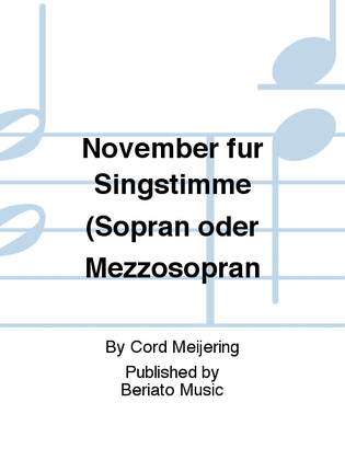 November fur Singstimme (Sopran oder Mezzosopran