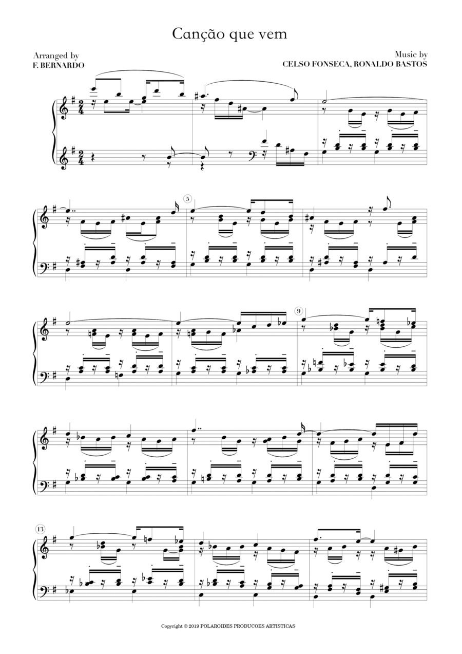 Cancao Que Vem Piano Solo scores gallery preview page 1