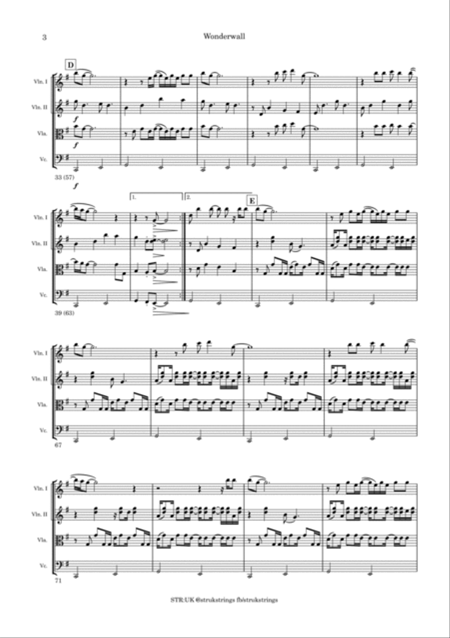 Wonderwall String Quartet scores gallery preview page 4
