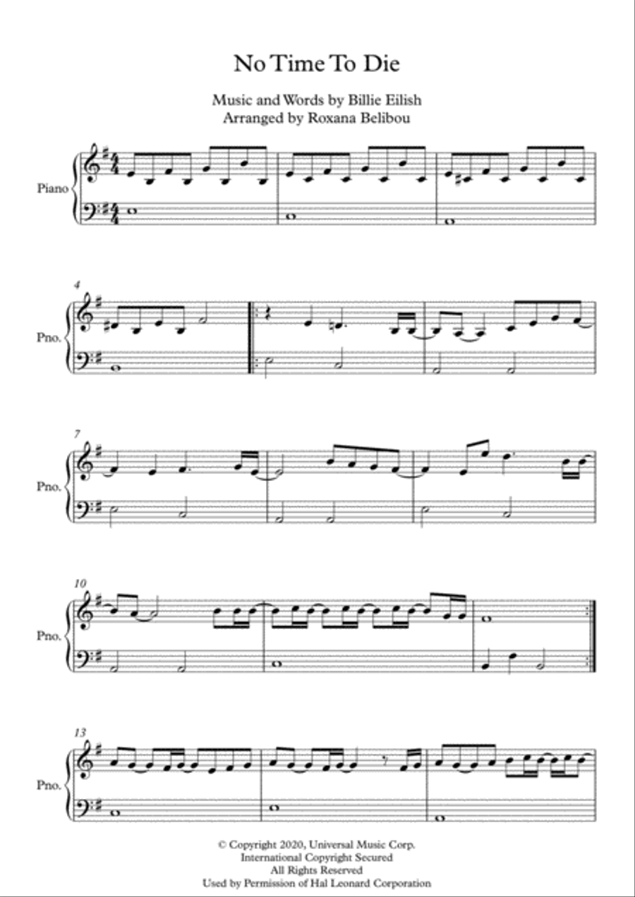 No Time To Die No Time To Die Easy Piano scores gallery preview page 1