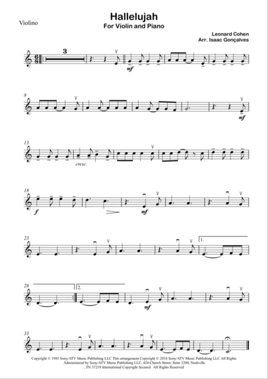 Hallelujah String Duet scores gallery preview page 3