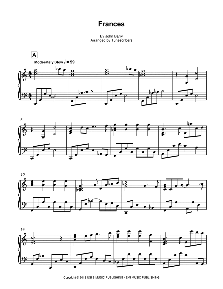 Frances Frances Piano Solo scores gallery preview page 1
