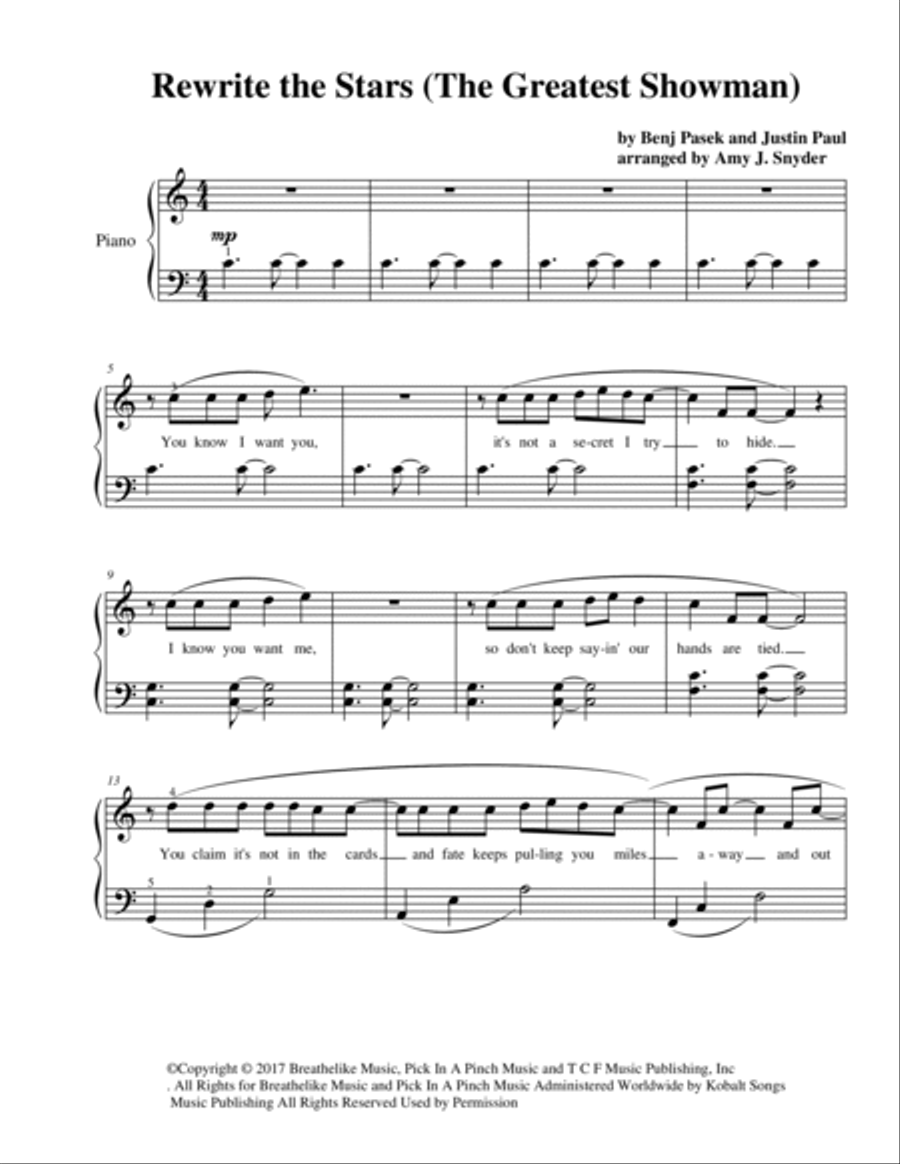 Rewrite The Stars Piano Solo scores gallery preview page 2
