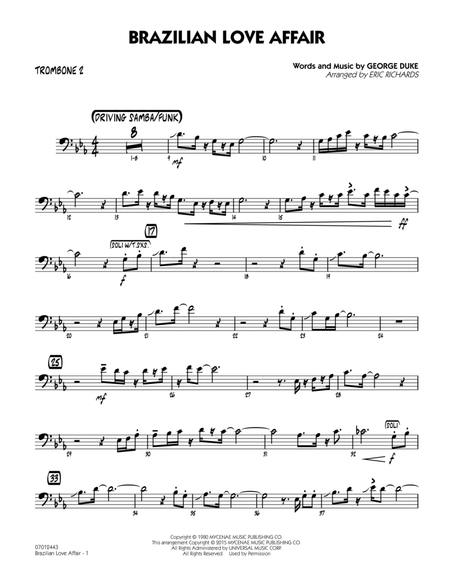 Brazilian Love Affair - Trombone 2 Trombone scores gallery preview page 1