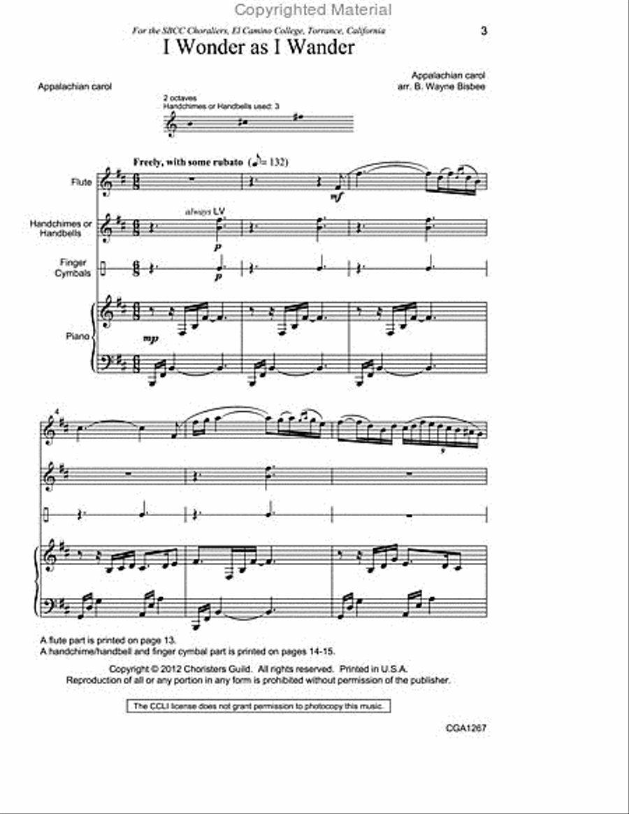 I Wonder as I Wander Unison Choir scores gallery preview page 2