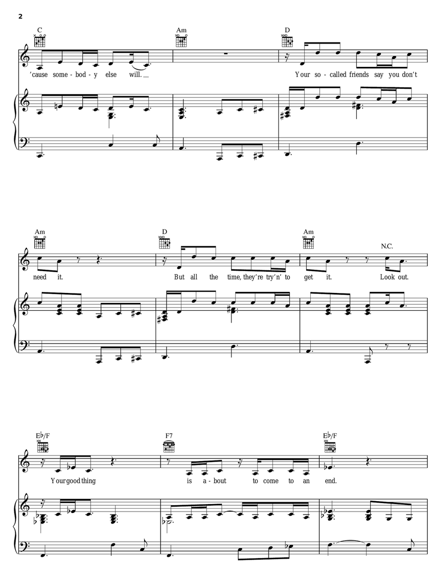 Your Good Thing (Is About To End) Piano, Vocal, Guitar scores gallery preview page 2