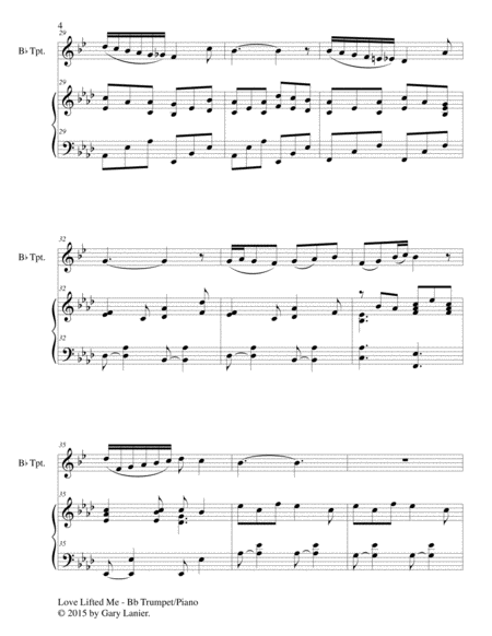 LOVE LIFTED ME (Duet – Bb Trumpet and Piano/Score and Parts) image number null