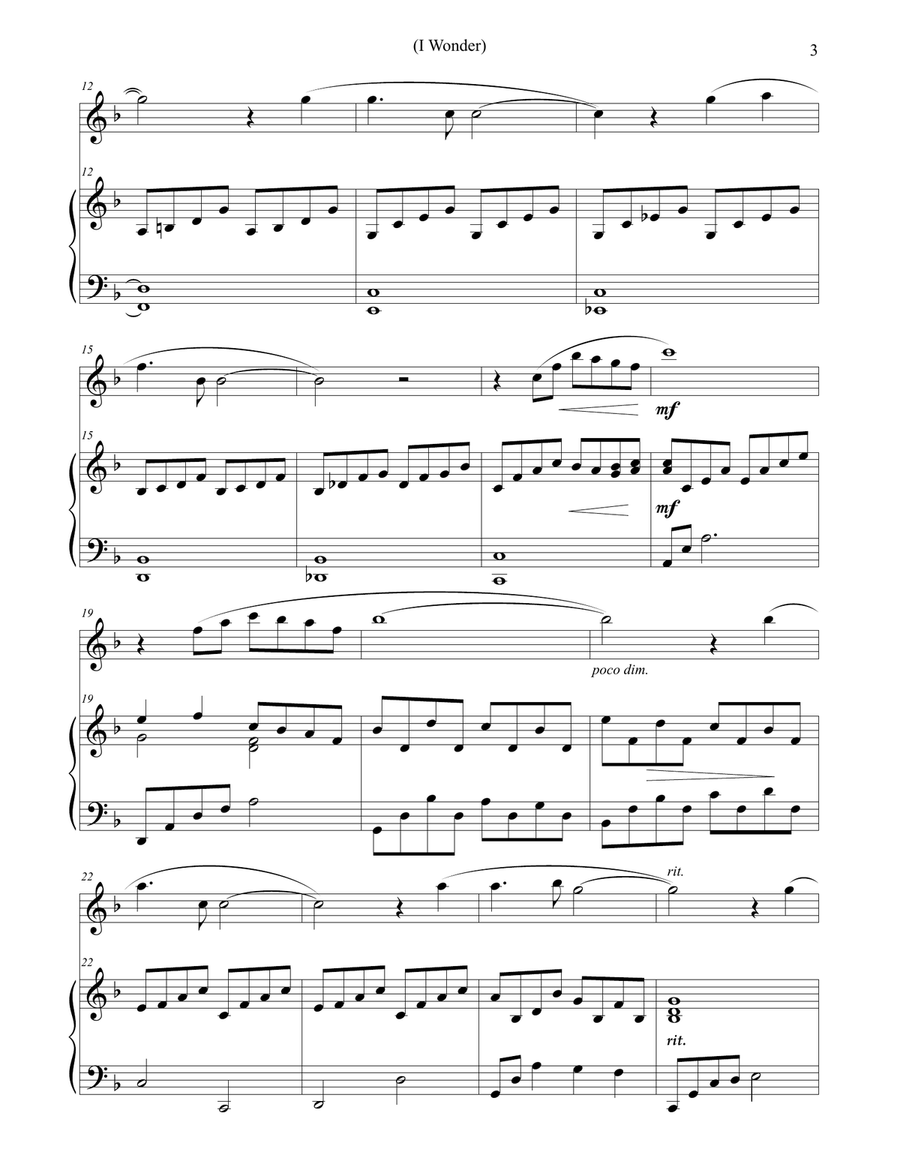 I Wonder (Flute Solo with Piano) Flute Solo scores gallery preview page 3