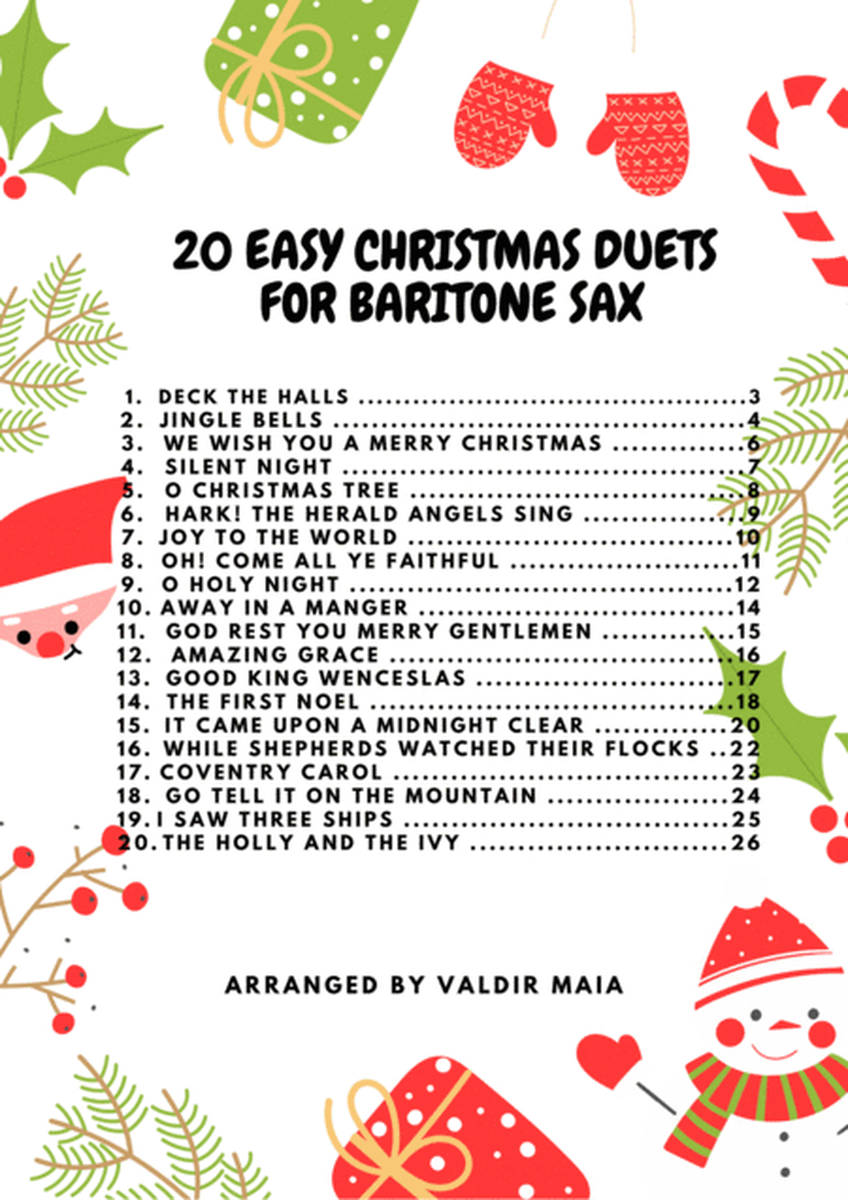 20 Easy Christmas Duets for Baritone Sax