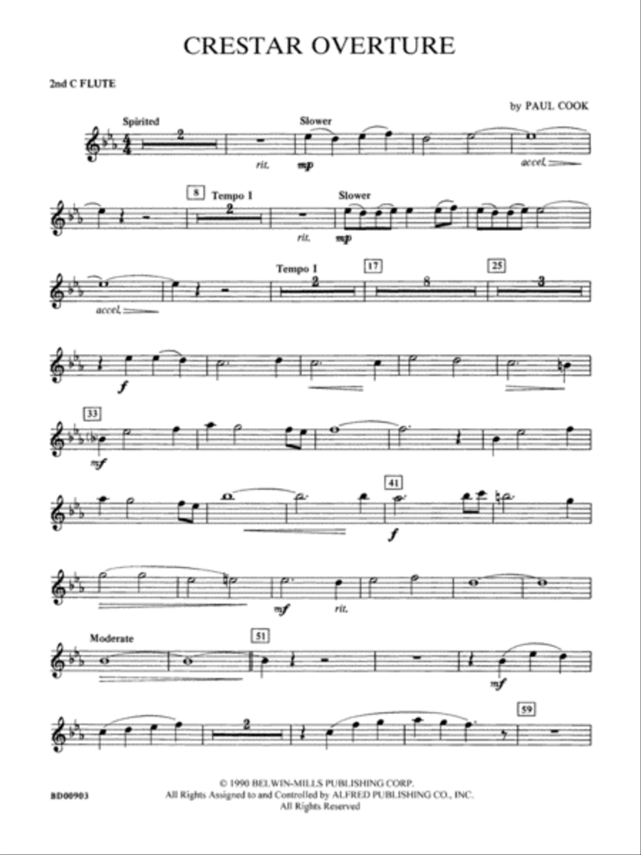 Crestar Overture: 2nd Flute Concert Band scores gallery preview page 1