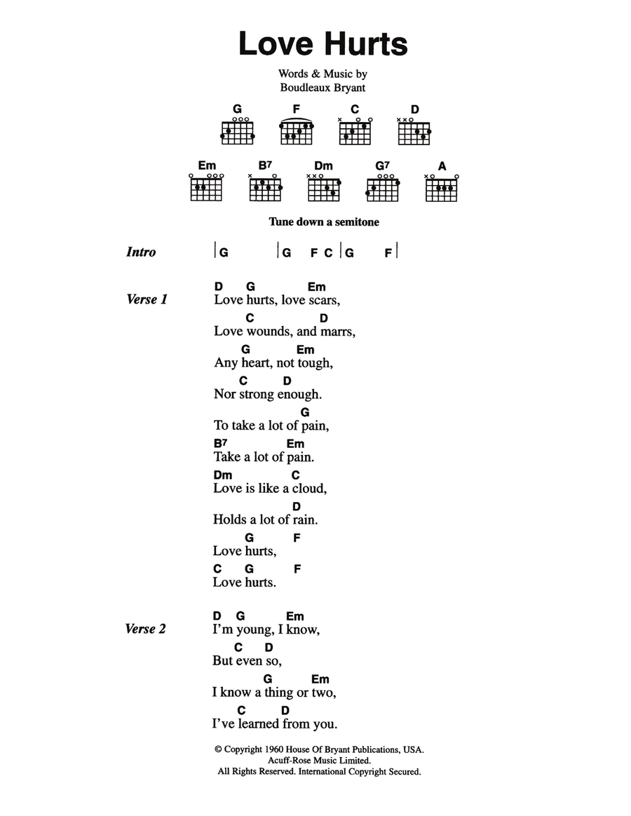 Love Hurts Acoustic Guitar scores gallery preview page 1