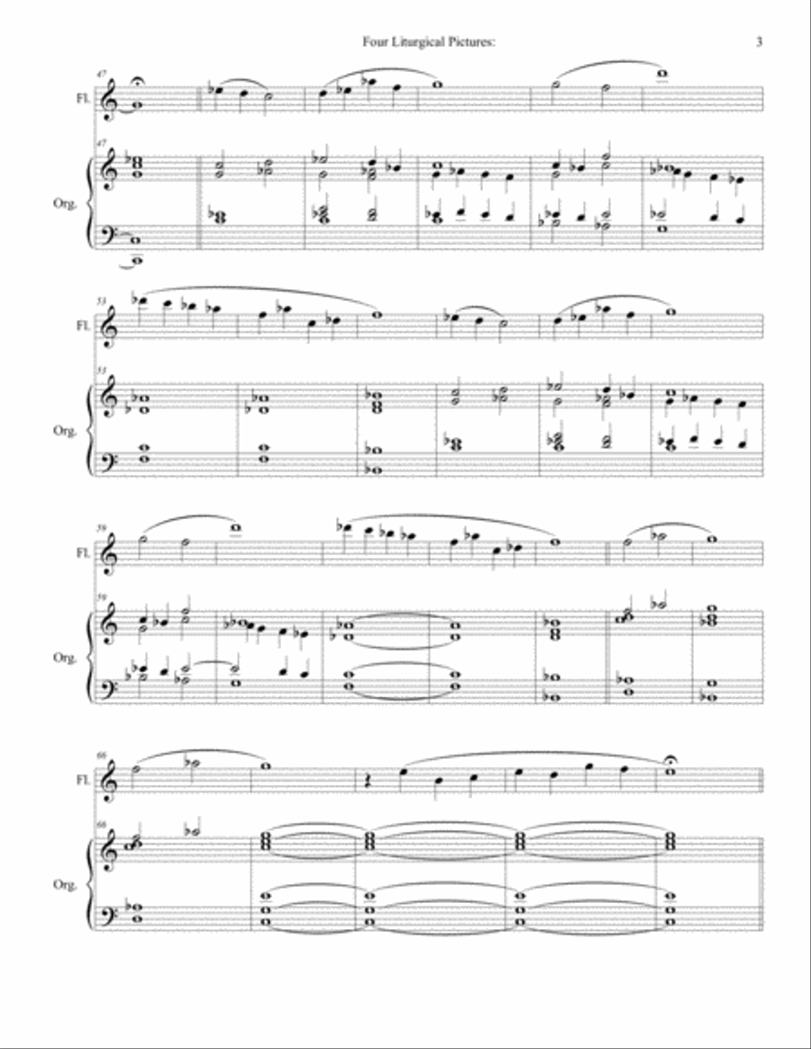 Four Liturgical Pictures for Flute and Organ: II Elevation (Communion) Woodwind Duet scores gallery preview page 3