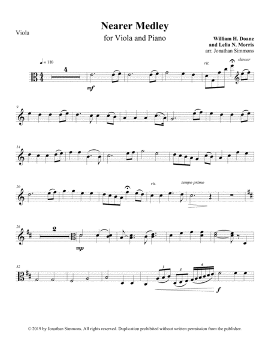 Nearer Medley Viola scores gallery preview page 1