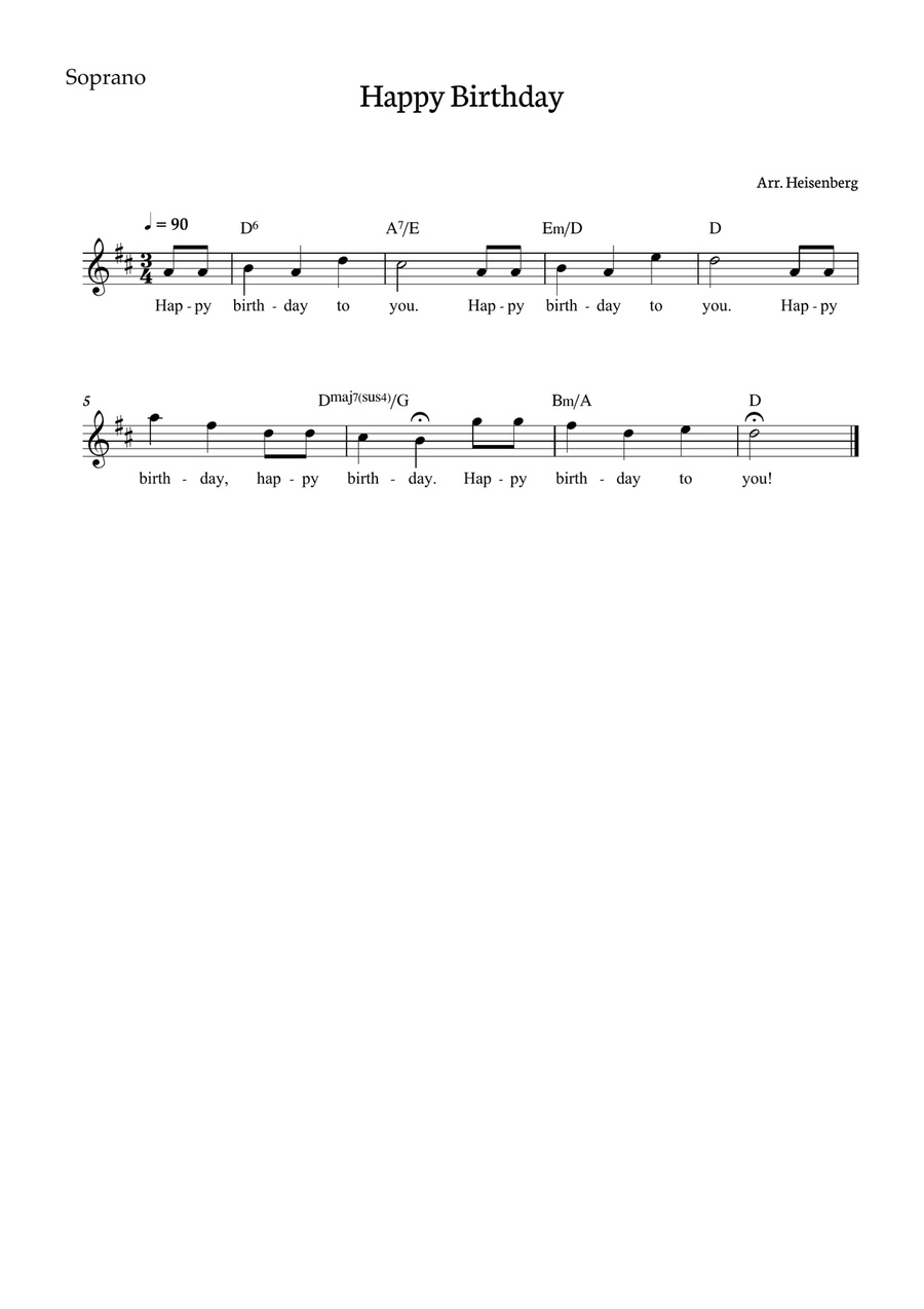 Happy Birthday for SAT with chords in D. Score and parts inc SAT scores gallery preview page 2