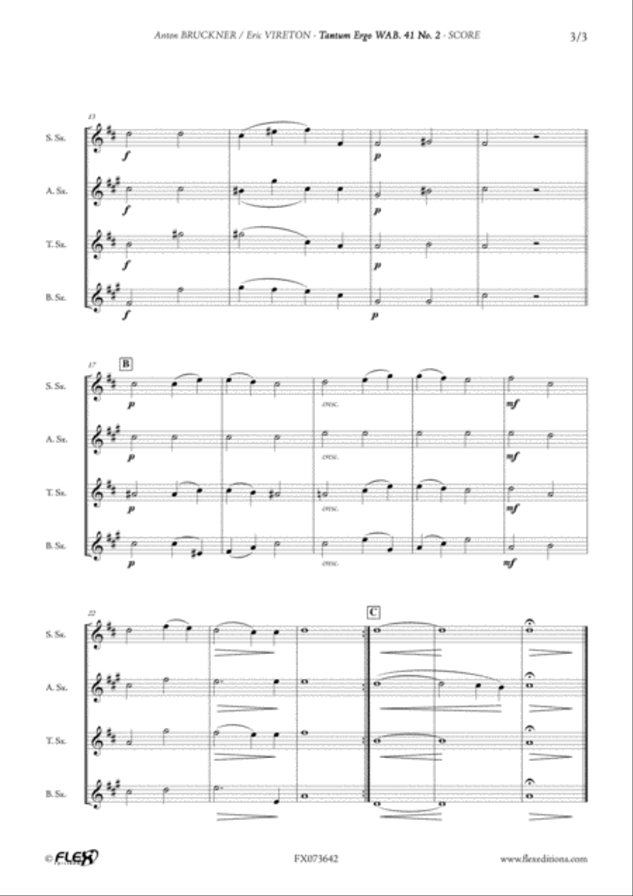 Tantum Ergo WAB. 41 No. 2 Saxophone Quartet scores gallery preview page 3