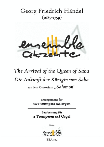 The Arrival of the Queen of Saba from "Salomon" - arrangement for two trumpets and organ image number null