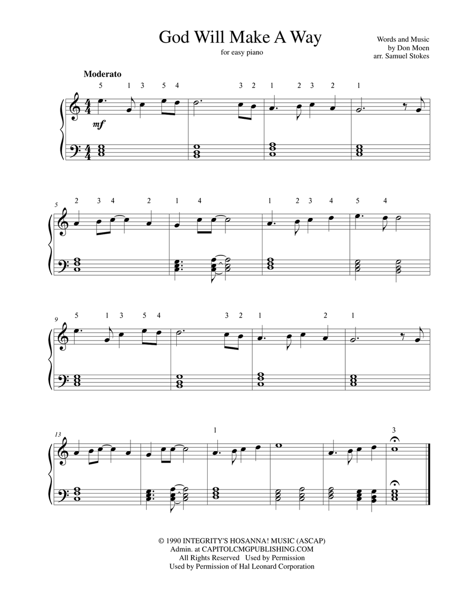 God Will Make A Way Easy Piano scores gallery preview page 1