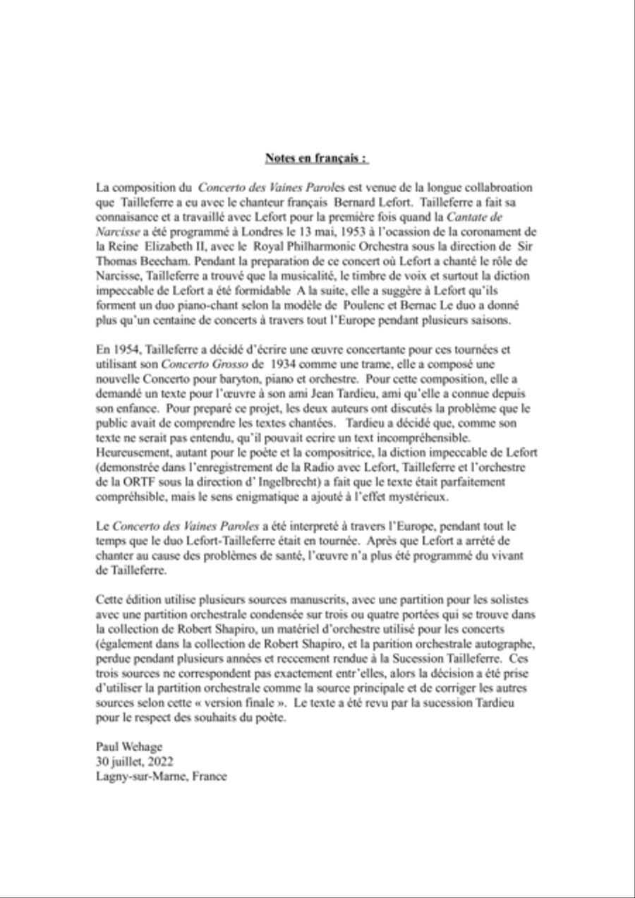 Germaine Tailleferre: Concerto des Vaines Paroles - full score - Score Only Large Ensemble scores gallery preview page 4