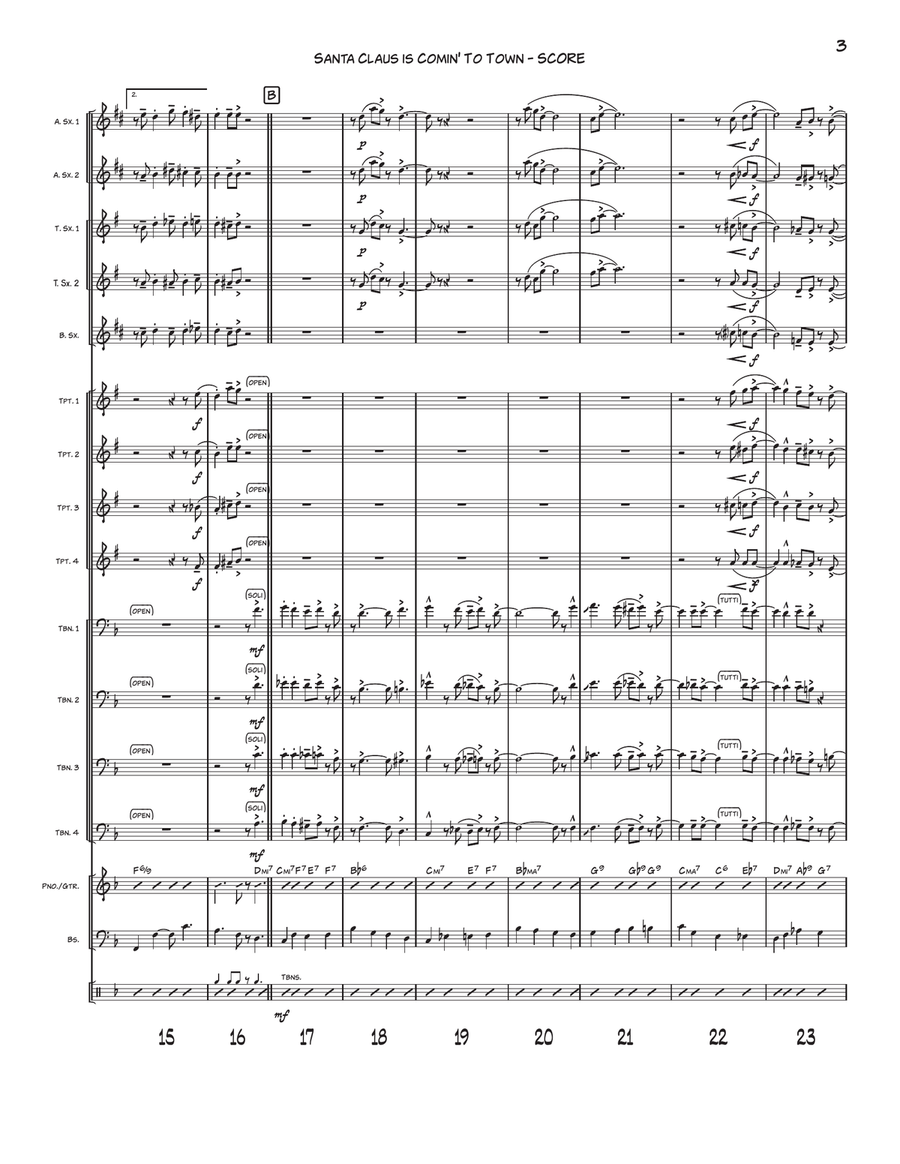 Santa Claus Is Comin' To Town Jazz Ensemble scores gallery preview page 3