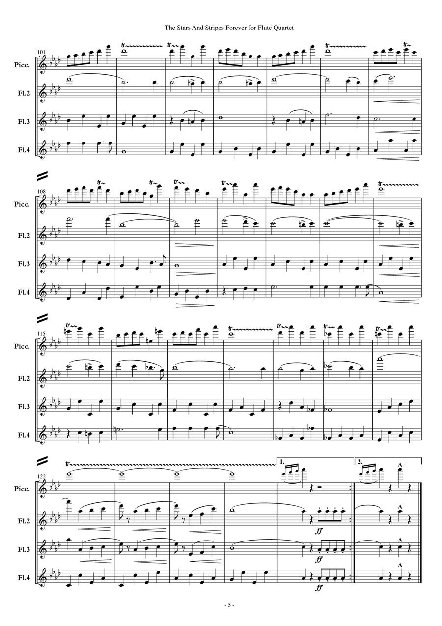 The Stars And Stripes Forever for Flute Quartet (Choir) Choir scores gallery preview page 5