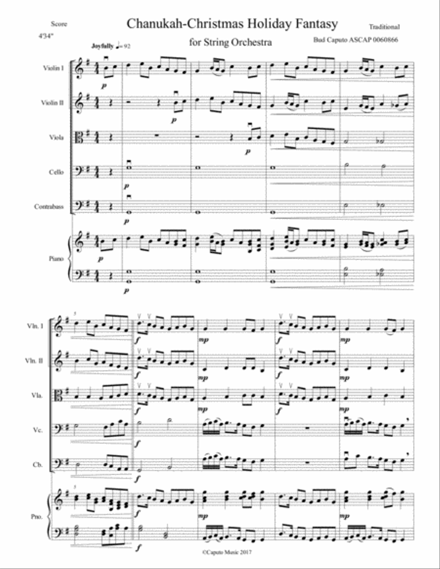 Hanukkah -Christmas Holiday Fantasy for Strings String Orchestra scores gallery preview page 2