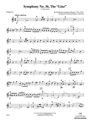 Symphony No. 36, The "Linz": 1st Violin