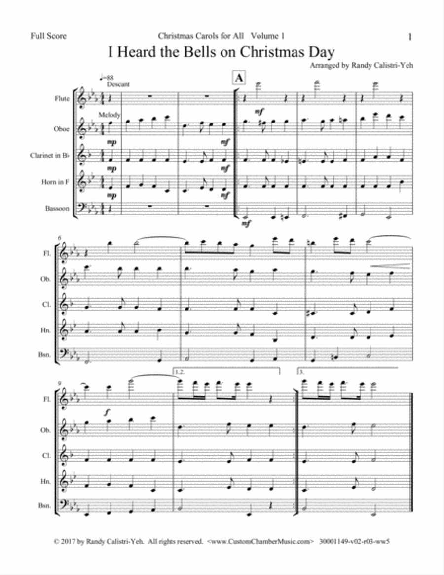 Christmas Carols for All, Volume 1 (for Woodwind Quintet) Woodwind Quintet scores gallery preview page 5