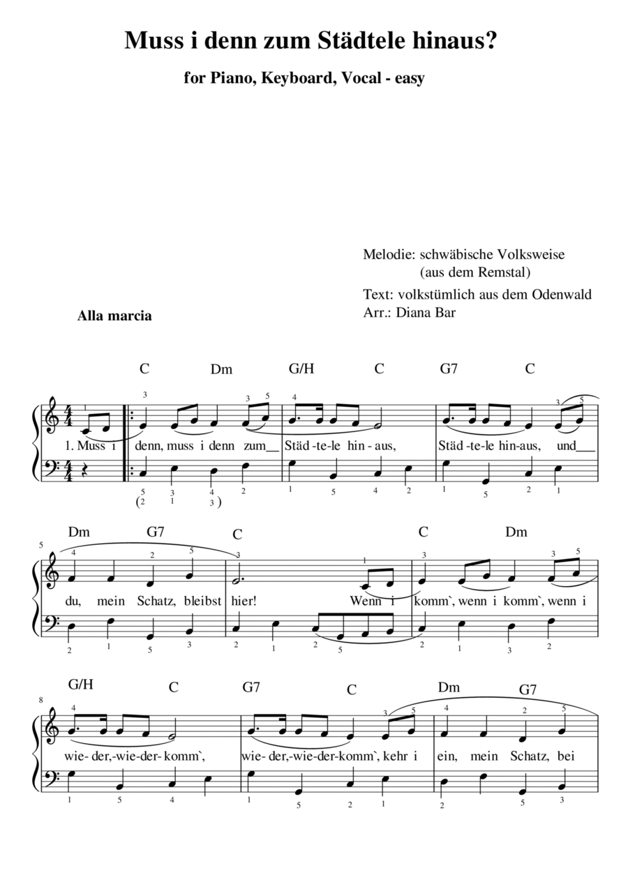 Muss i denn zum Städtele hinaus Voice scores gallery preview page 1