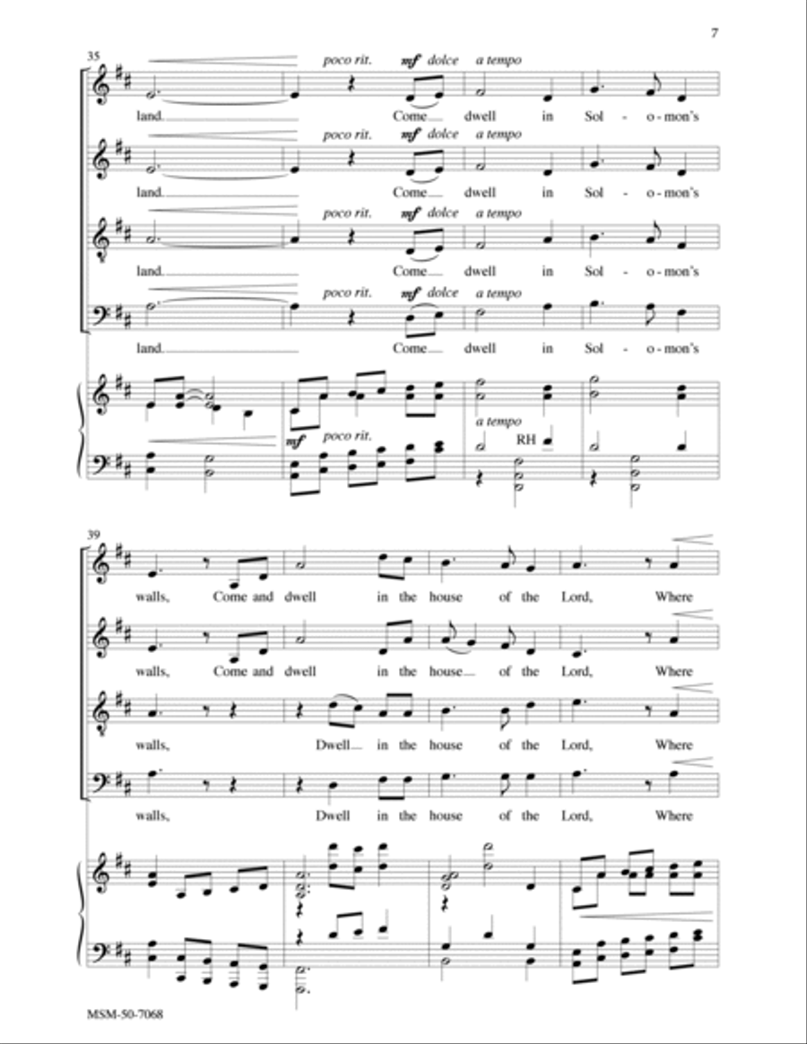 Come Dwell in Solomon's Walls 4-Part scores gallery preview page 5