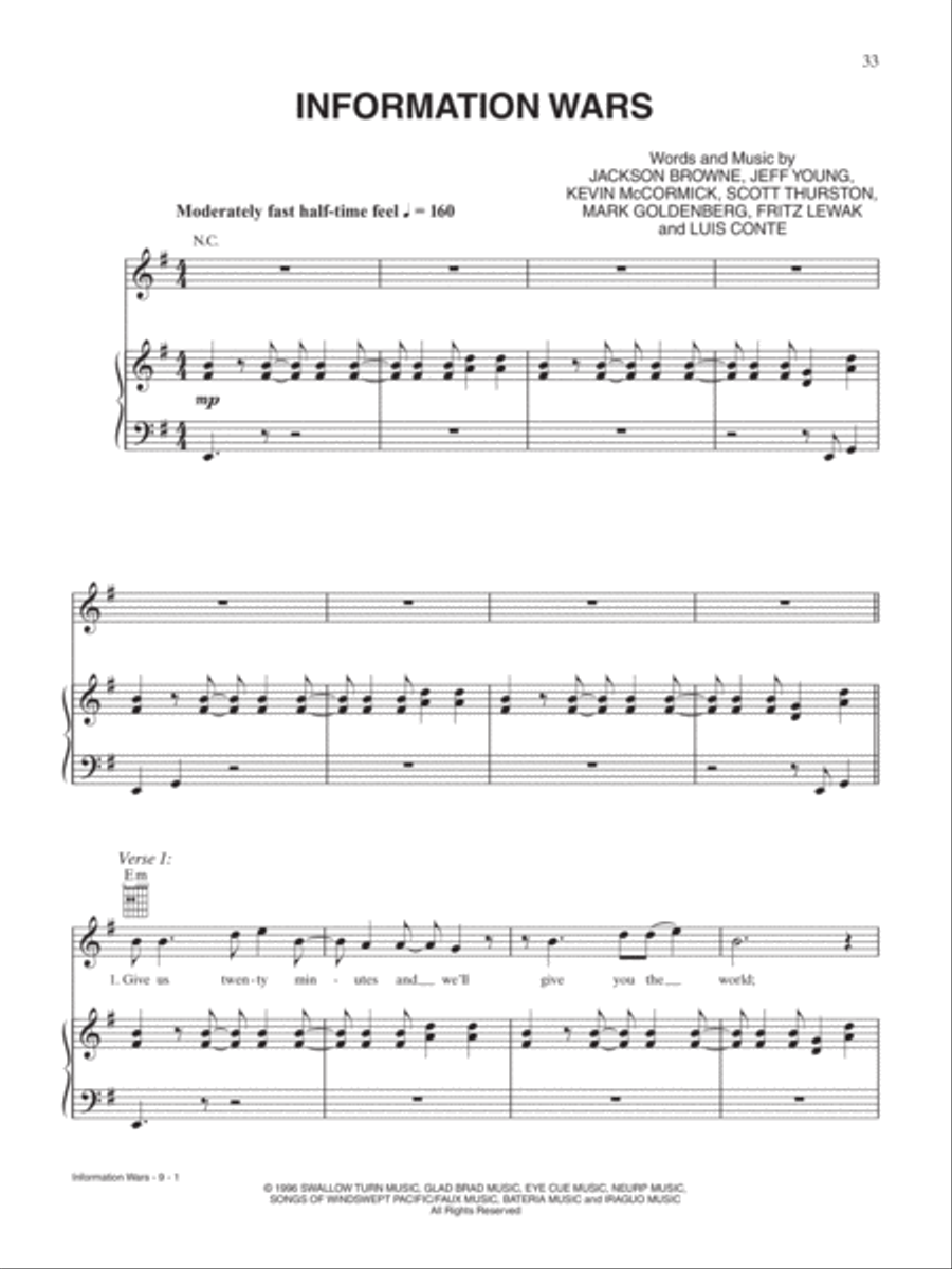 Information Wars Information Wars Piano, Vocal, Guitar scores gallery preview page 1