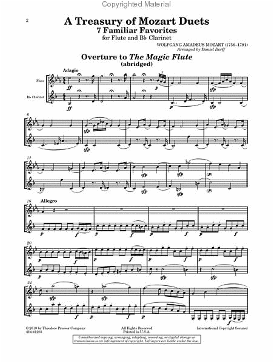 A Treasury of Mozart Duets Chamber Music scores gallery preview page 2
