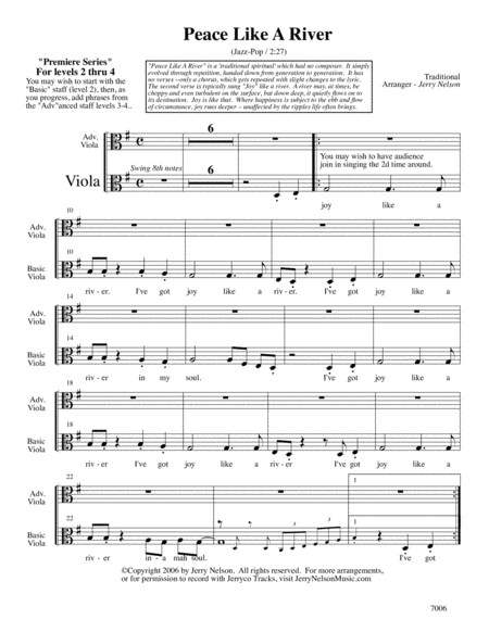 Peace Like A River (Arrangements Level 2-4 for VIOLA + Written Acc) Hymns image number null