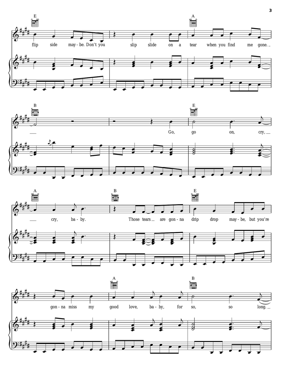 So So Long So So Long Piano, Vocal, Guitar scores gallery preview page 3