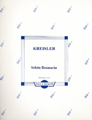 Book cover for Fritz Kreisler: Schön Rosmarin