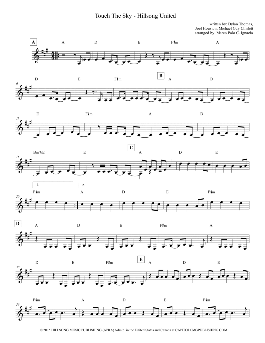Touch The Sky Piano scores gallery preview page 1
