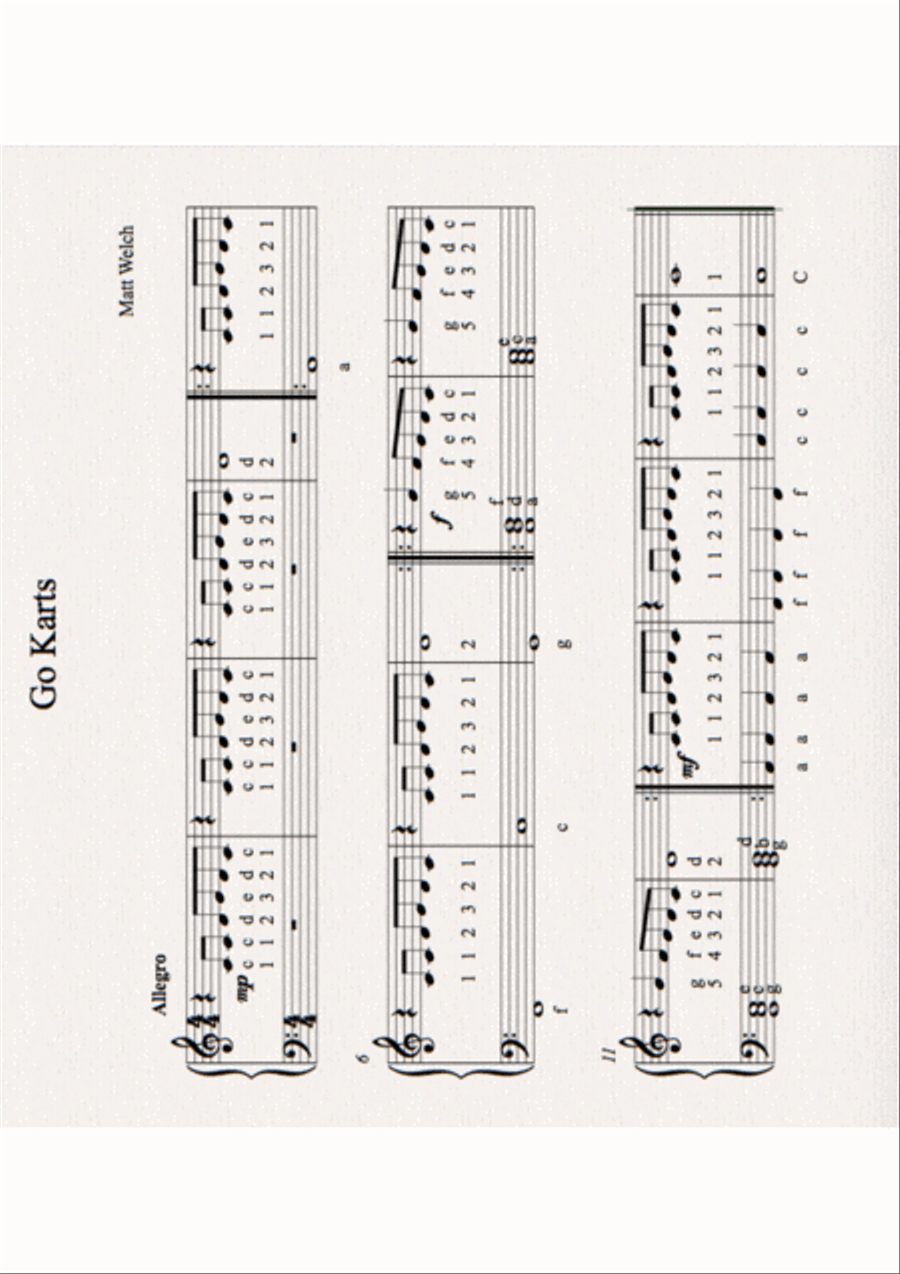 Go Karts Piano Method scores gallery preview page 1