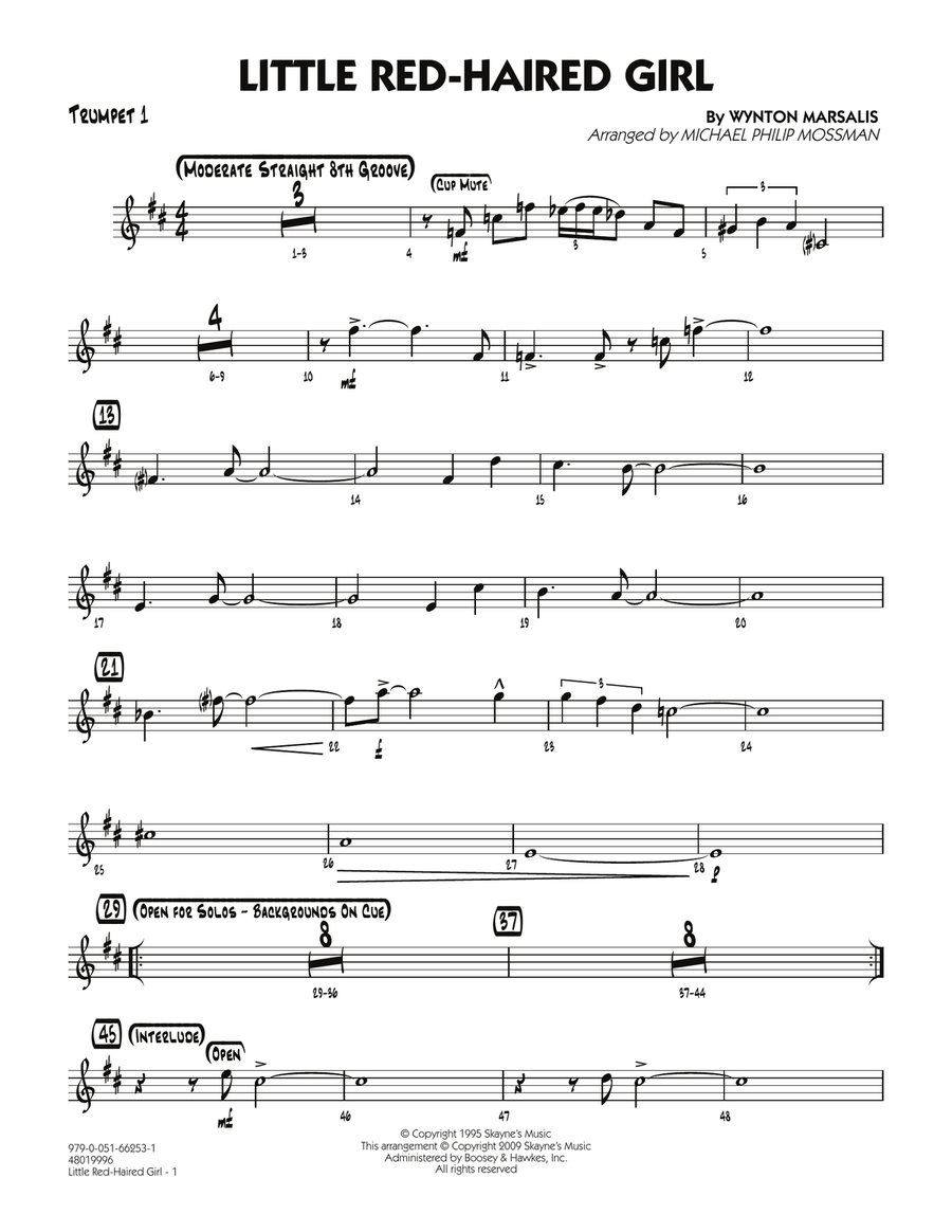 Little Red-Haired Girl - Trumpet 1 Jazz Ensemble scores gallery preview page 1