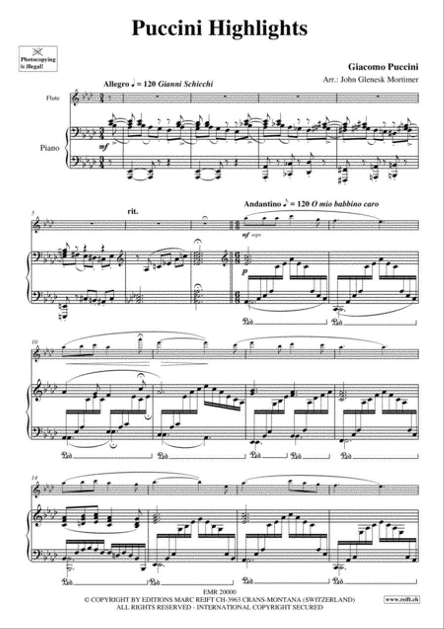 Puccini Highlights Flute Solo scores gallery preview page 3