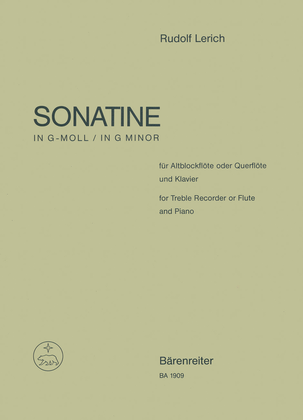 Book cover for Sonatine for Treble Recorder or Flute and Piano g minor