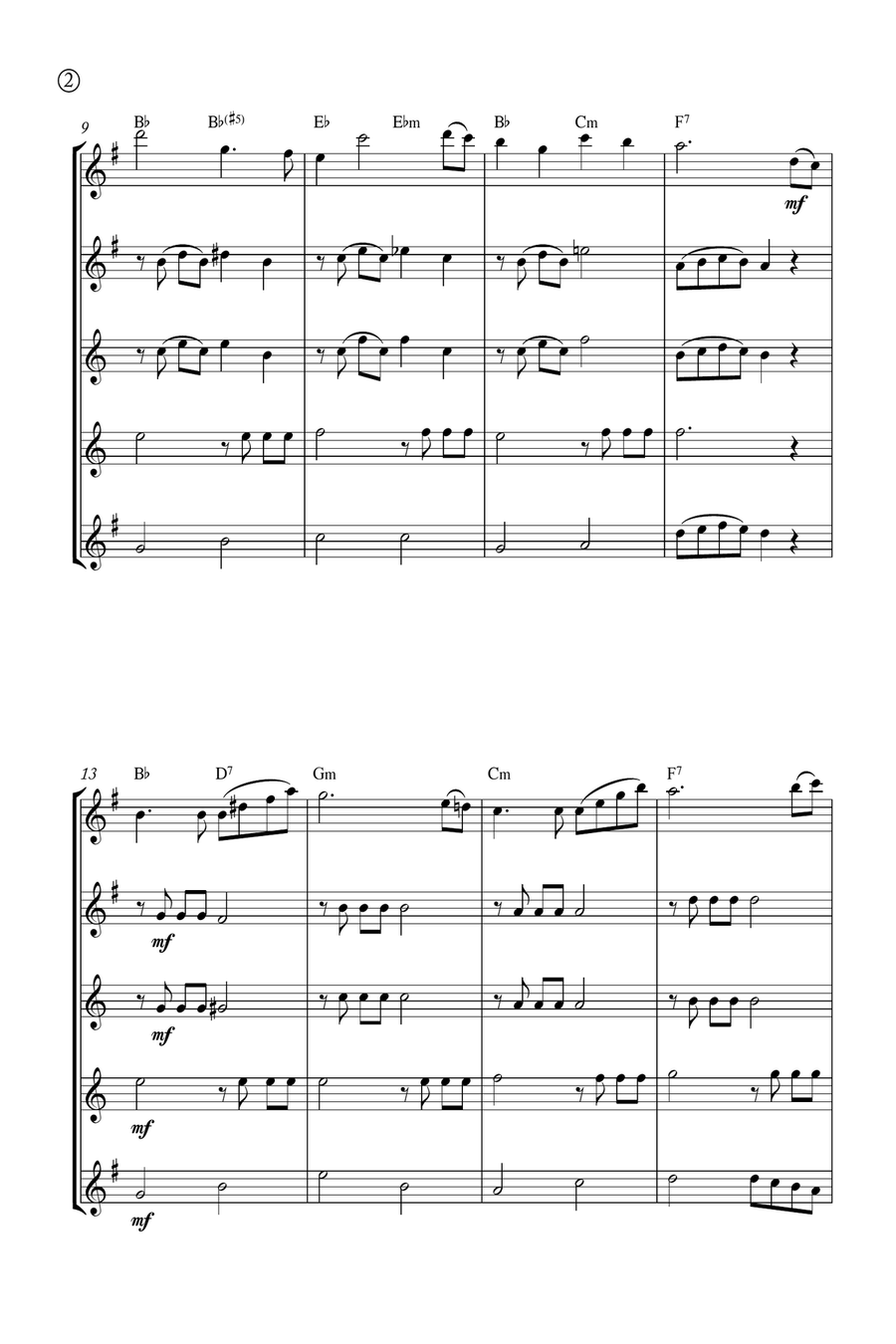 Hymne A L'amour Saxophone Quintet scores gallery preview page 2