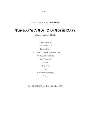 Book cover for Sunday's A Sun Day Some Days- big band / Jazz Ensemble