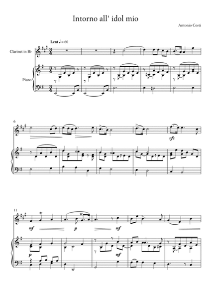 Antonio Cesti - Intorno all idol mio (Piano and Clarinet) image number null